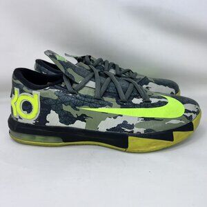 Nike KD VI Camo Shoes Green Volt Black Size 6Y / Women’s Size 7.5